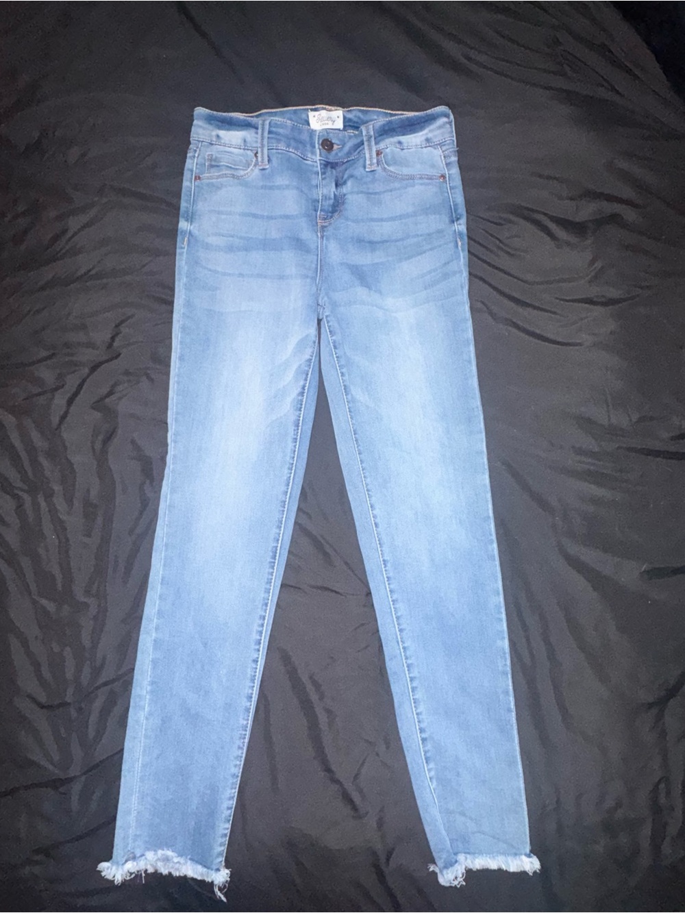 Revery Light Blue Skinny Jeans with Frayed Hem